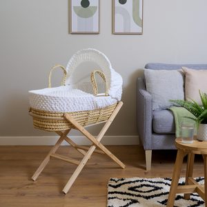 Wooden Folding Moses Basket Stand - Natural by Clair de Lune
