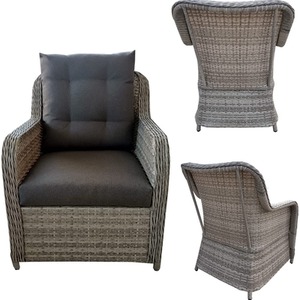 6 Seat Rattan Garden Furniture Set Aluminum Frame Dining Table Conversation Set - Grey by Furniture One