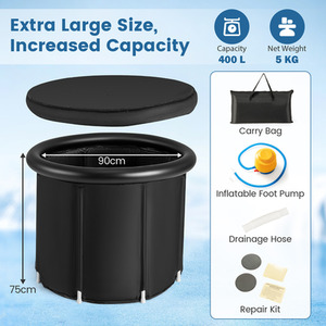 Foldable Freestanding Bathtub - Black by Costway