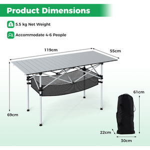 Patio Folding Camping Table by Costway
