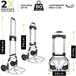 Folding Hand Truck 80kg Max Load - Black / Silver by WMR