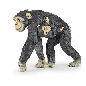 PAPO Wild Animal Kingdom Chimpanzee and Baby Toy Figure - Black by PAPO