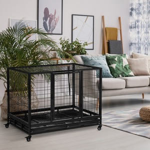 PawHut Metal Heavy Duty Dog Cage - Black / 76cm / 109cm by PawHut