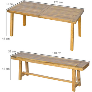 Outsunny 3 Pieces Acacia Wood Garden Dining Set - Natural by Outsunny
