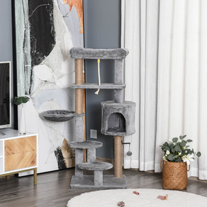 PawHut Cat Tree Tower with Scratching Post - Grey by PawHut