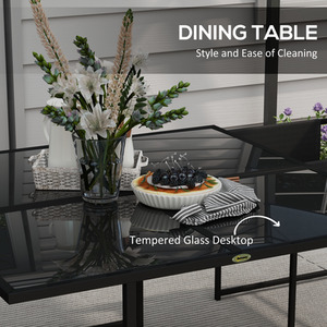 Outsunny 4 Seater Outdoor Table and Chairs with Adjustable Backrest for Garden - Black by Outsunny