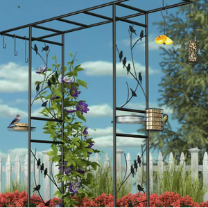 2m Garden Arch Bird Feeder - Black by Garden Mile