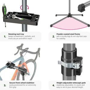 Bike Repair Stand with Tool Tray - Black by tectake