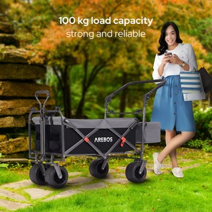 Folding Handcart with Roof, Luxury Handcart - Black by Arebos