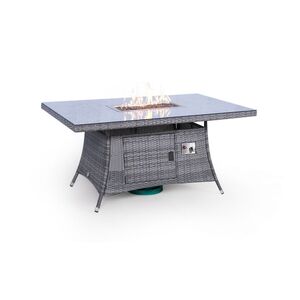 Arizona Fire Pit Square Rattan Patio Dining Set - Grey / 6 by Giardino