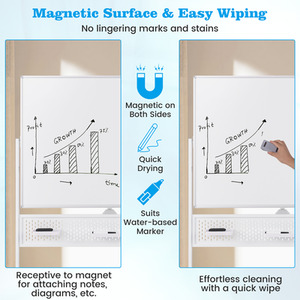 Magnetic White Board with Pegboard - White by Costway