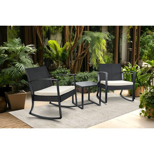 Monza Rocking Bistro Set - Black by Outdoor Essentials
