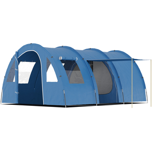 Outsunny 5-6 Man Camping Tent with Two Room and Carry Bag - Blue by Outsunny