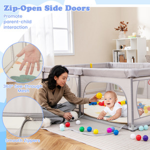 Extra Large Baby Playard Baby Playpen - Grey by Costway