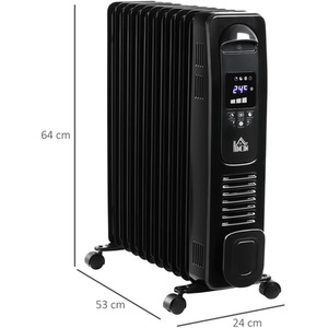 HOMCOM 2500W Digital Oil Filled Radiator - Black by HOMCOM