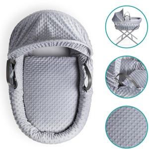 Dimple Grey Wicker Moses Basket - Grey by Clair de Lune