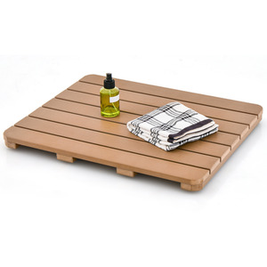 Waterproof Spa Shower Mat Bathmat - Brown by Costway