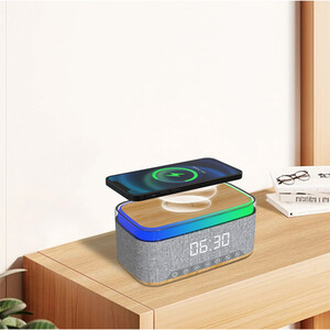 3 in 1 Alarm Clock Speaker and Charger - Grey