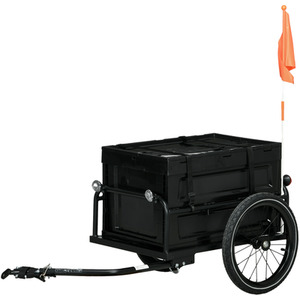 HOMCOM Bike Trailer with 65L Storage Box Foldable Steel Frame B71-062V00BU - Black by HOMCOM