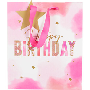 Pack of 4 Pink and Blue Birthday Medium Gift Bags - Pink and Blue