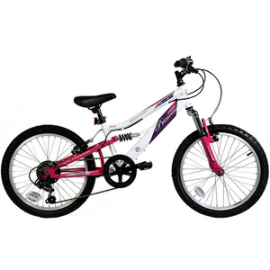 Basis Princess Girls 20In Dual Suspension MTB - White & Pink by Basis