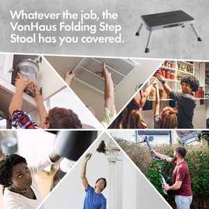 Anti Slip Feet Folding Step Stool - Grey by VonHaus