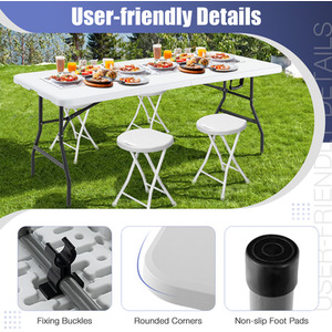 Utility Long Camping Table - White by Costway