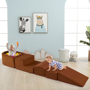 5-Piece Kids Soft Climbing Blocks - Brown by Costway