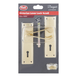 Victorian Scroll Lever Lock Set - Chrome or Brass finish - Brass by Hiatt