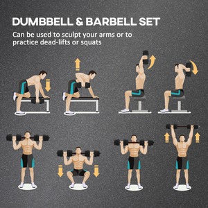 HOMCOM 2 IN 1 Adjustable Dumbbells Weight Set - Black / N/Acm by HOMCOM