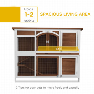 PawHut Wooden Pet Hutch with Openable Roof Slide Out Tray - Brown by PawHut