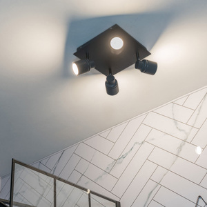 Benton 4 Way Square Plate Ceiling Spotlight Matt Black - Black by ValueLights