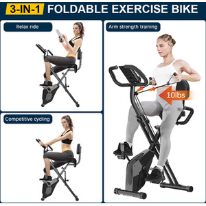 3 In 1 Folding Exercise Bike with 8-Level Adjustable Resistance - Black