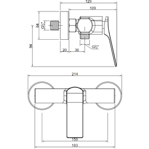 Brushed Copper Bathroom Shower Tap Wall Mounted Faucet Mixer Single Lever - Yellow by Invena