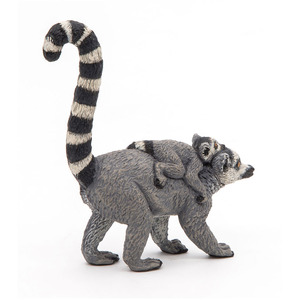 PAPO Wild Animal Kingdom Lemur and Baby Toy Figure - Black by PAPO