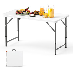 122 cm Portable Camping Table - White by Costway