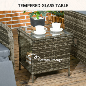 Outsunny 3 Pieces Rattan Bistro Set with Adjustable Backrest - Mix-Grey by Outsunny