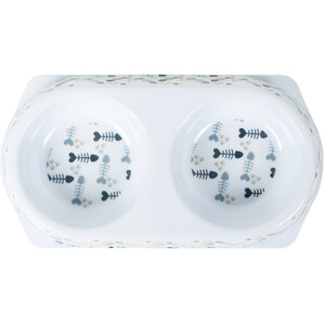 Melamine Double Cat Bowl - White