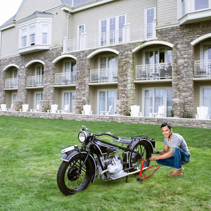 Steel Motorcycle Stand - Red by Costway