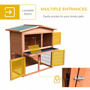 PawHut 2 Tier Wooden Small Animal House Pet Cage - Brown by PawHut