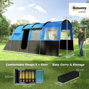 Outsunny 8-Person Camping Tent Tunnel Design with 4 Large Windows by Outsunny