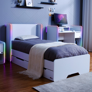 X Rocker Electra RGB Single Bed with storage and NEO Motion SYNC - WHITE by X Rocker
