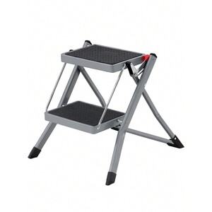 SONGMICS 2-Step Folding Ladder with Anti-Slip Mat - Grey by SONGMICS