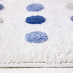 Cotton Tufted Bath Mat Polka Dot Design - White Blue by Homescapes