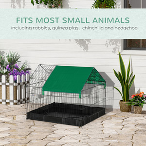 PawHut Small Animal Habitat No Leaking Bottom, Safety Locking System - Black by PawHut