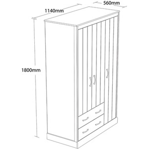 Camford Three Door Two Drawer Wardrobe - Oak