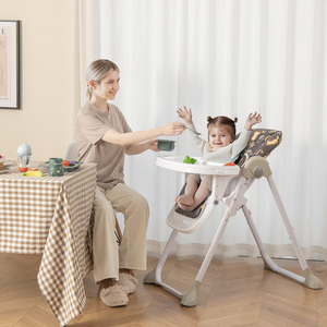 Folding Baby Highchair with Recline Footrest - Black by Costway