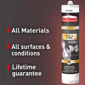 Unibond Seal and Bond Sealant Cartridge Multi Purpose Adhesive White, 389g - Buy 1 by Unibond