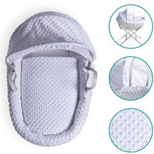 Dimple White Wicker Moses Basket - White by Clair de Lune