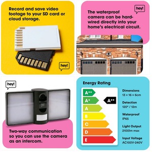 HEY Smart Floodlight Camera - Black by Hey!